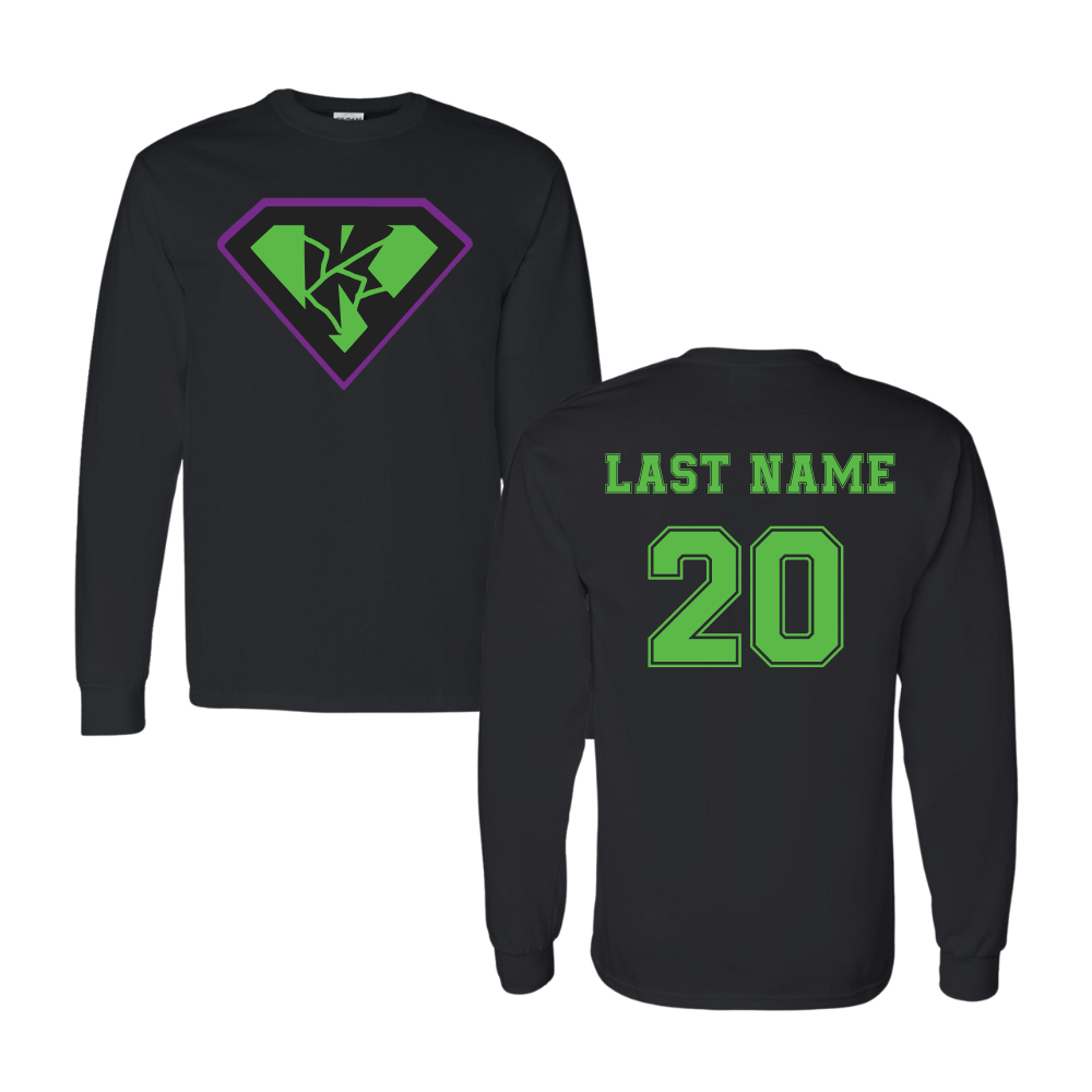 *Personalizable* Kryptonite Full Chest & Name/Number Back- Long Sleeve Tee