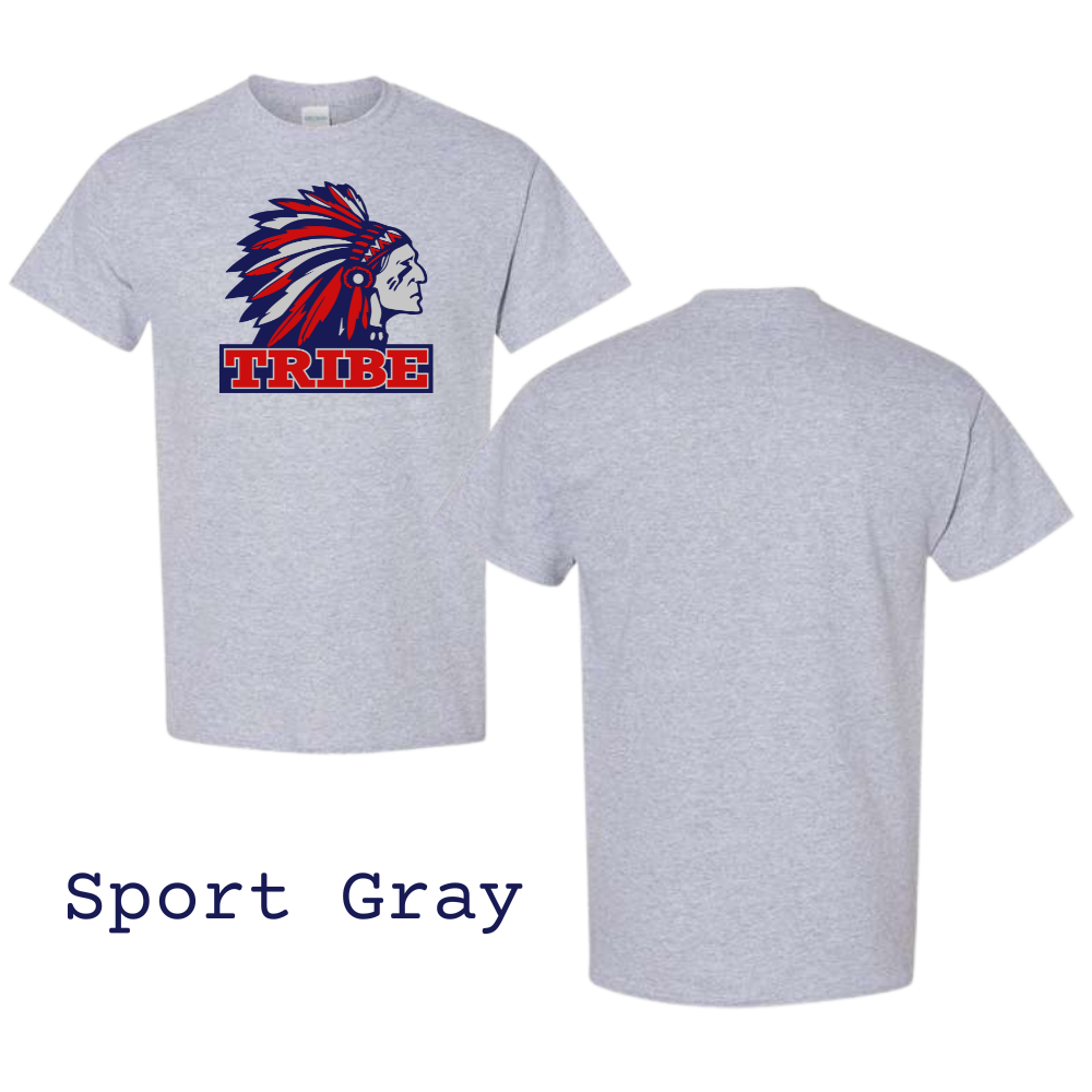 Gray Gildan Heavy Cotton Tee Front Full Logo Only (TRIBE)