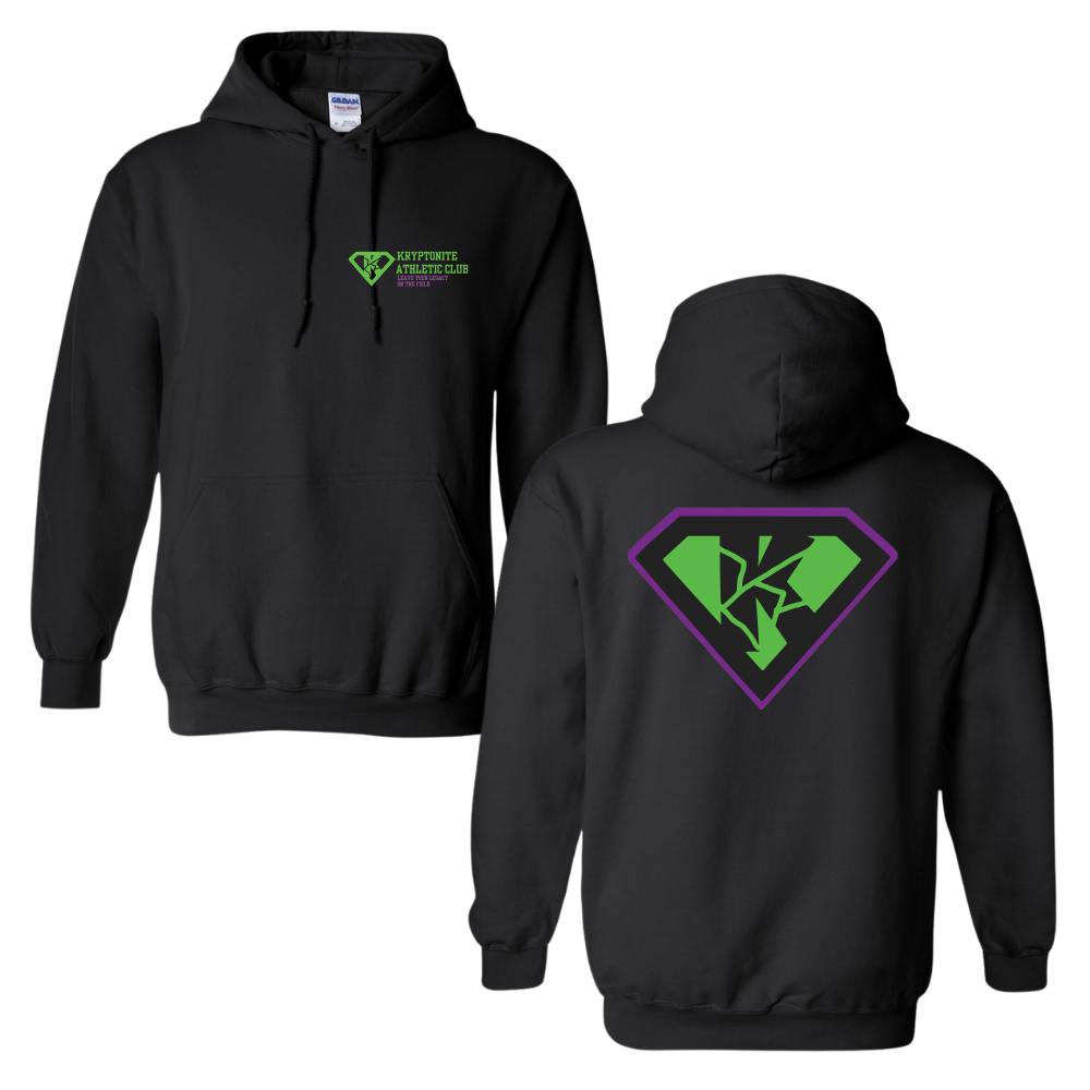 Kryptonite  50/50 Cotton/Polyester Hoodie Left Chest & Full Back logo