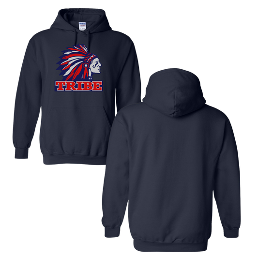 Navy Gildan Softstyle 50/50 Cotton/Polyester Hoodie Full Front logo only (TRIBE)