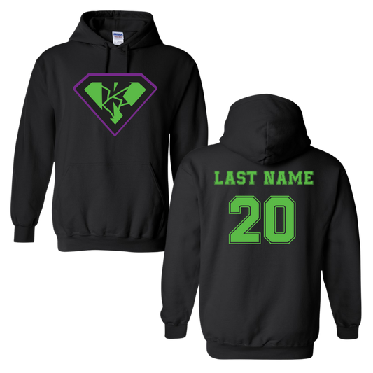*Personalizable* Kryptonite 50/50 Cotton/Polyester Hoodie Full Front Logo/Back Name & Number