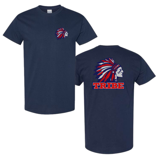 Navy Gildan Heavy Cotton Tee Front Chest & Back Logo (TRIBE)