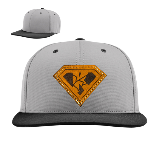 Kryptonite Richardson PTS20 R-Flex Black/Gray Fitted Hat with Genuine Baseball Glove leather patch
