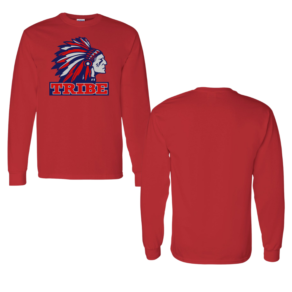 Red Gildan Heavy Cotton Long Sleeve Front Full Chest Logo Only (TRIBE)
