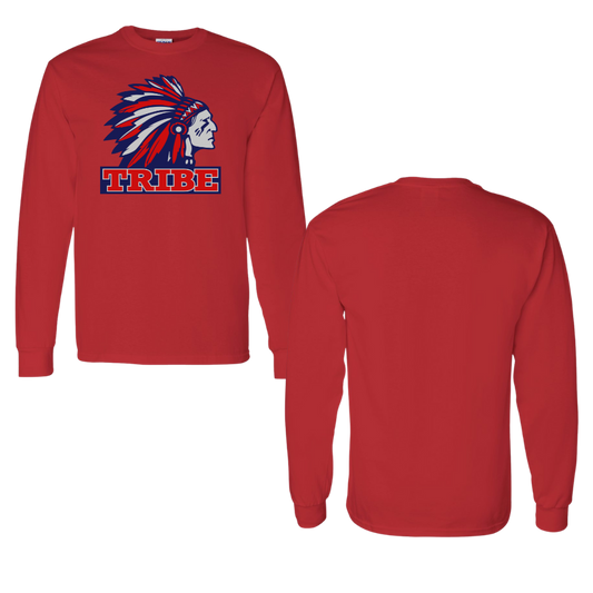 Red Gildan Heavy Cotton Long Sleeve Front Full Chest Logo Only (TRIBE)