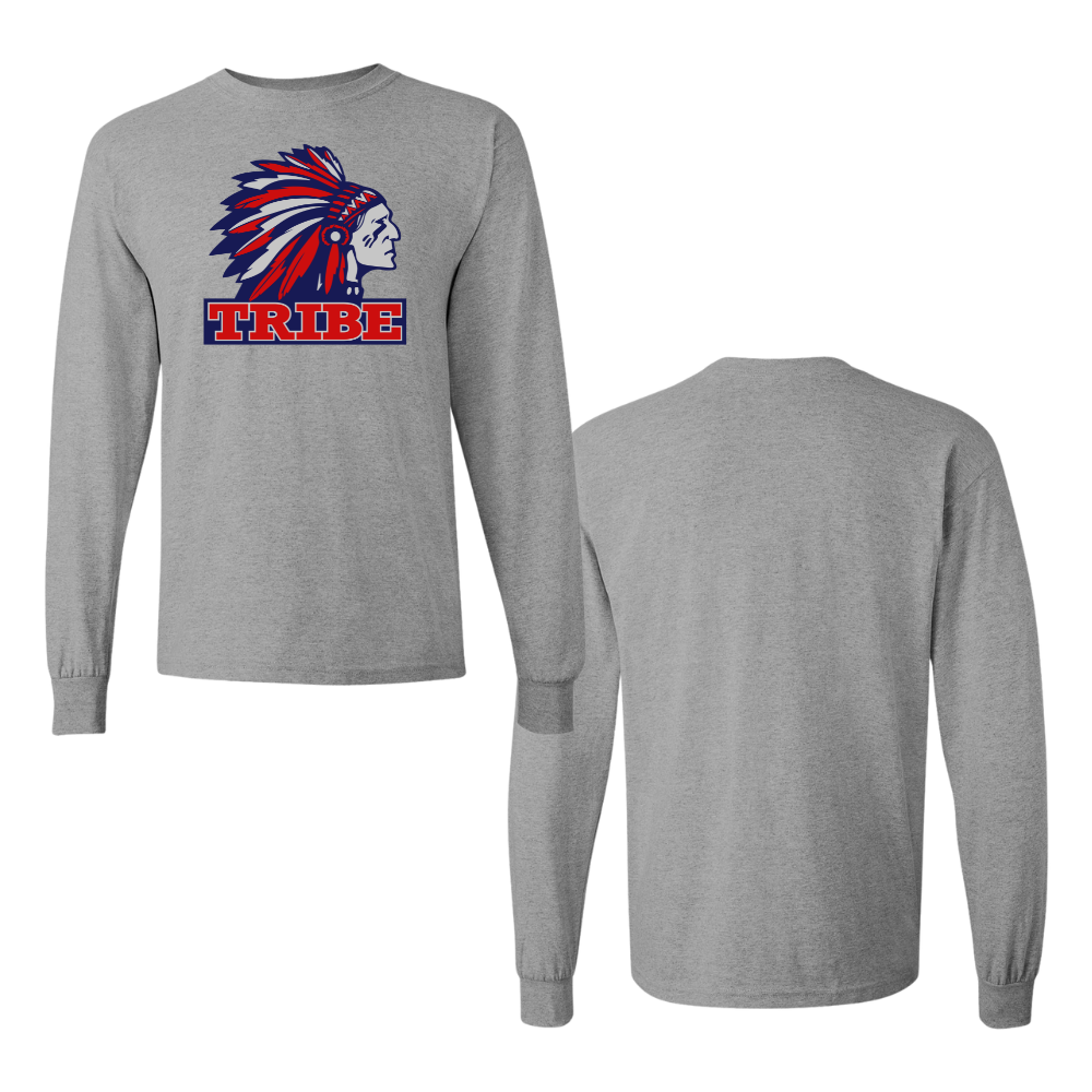 Sport Gray Gildan Heavy Cotton Long Sleeve Front Full Chest Logo Only (TRIBE)