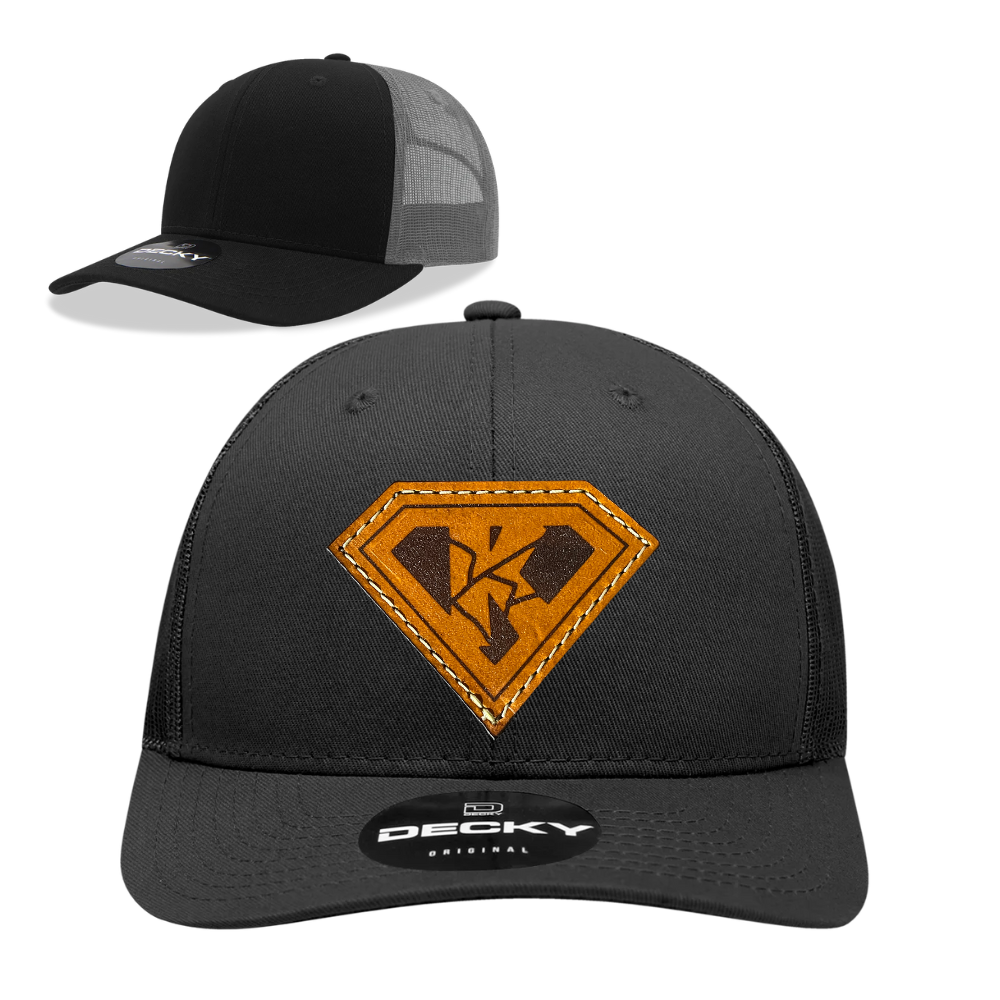 Kryptonite Decky Adult/Youth Black/Charcoal Trucker with Genuine Baseball Glove Leather Patch