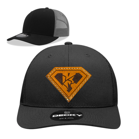 Kryptonite Decky Adult/Youth Black/Charcoal Trucker with Genuine Baseball Glove Leather Patch