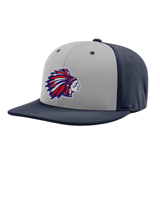 Richardson PTS20 R-Flex Navy/Gray Alt. Fitted Hat with Full color Logo on leather patch (Tribe)