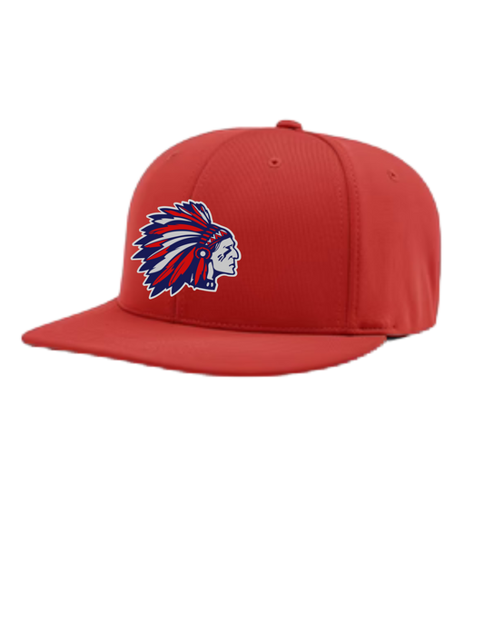 Richardson PTS20 R-Flex Solid Red Fitted Hat with Full color Logo on leather patch (Tribe)