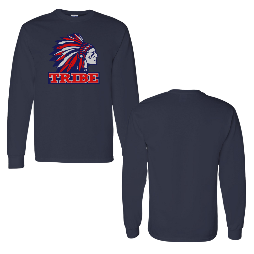 Navy Gildan Heavy Cotton Long Sleeve Front Full Chest Logo Only (TRIBE)