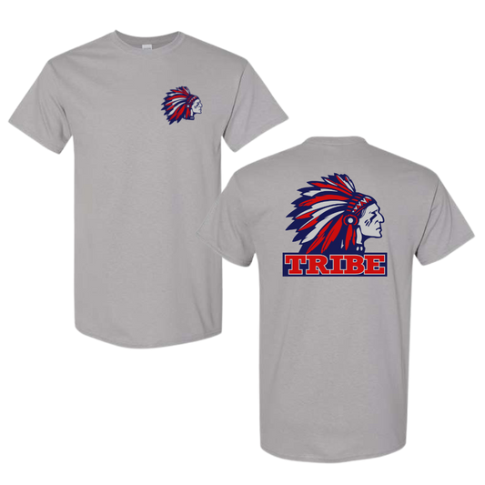 Gray Gildan Heavy Cotton Tee Front Chest & Back Logo (TRIBE)