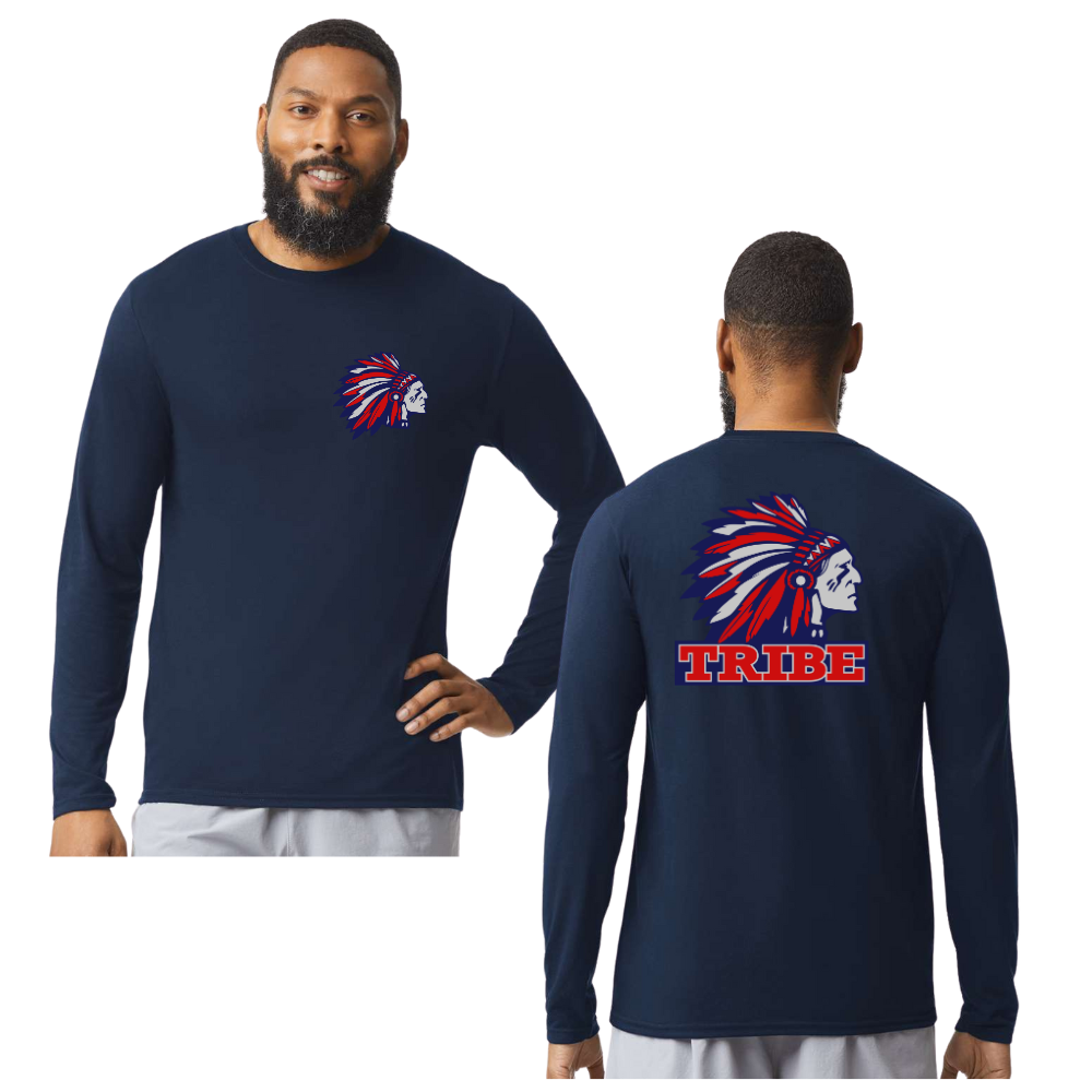 Navy Epic Cooling Performance Long Sleeve Front Chest & Full Back logo (TRIBE)