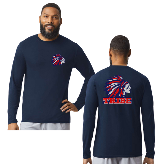 Navy Epic Cooling Performance Long Sleeve Front Chest & Full Back logo (TRIBE)