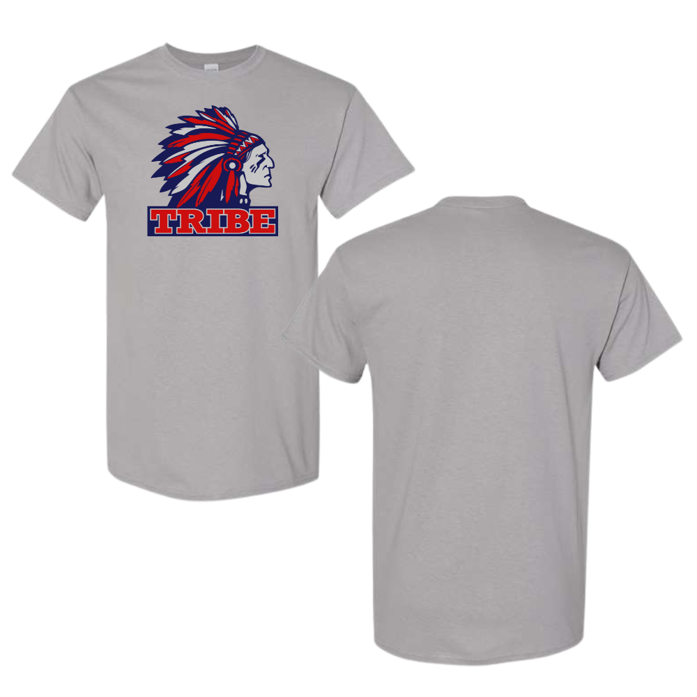 Gray Gildan Heavy Cotton Tee Front Full Logo Only (TRIBE)