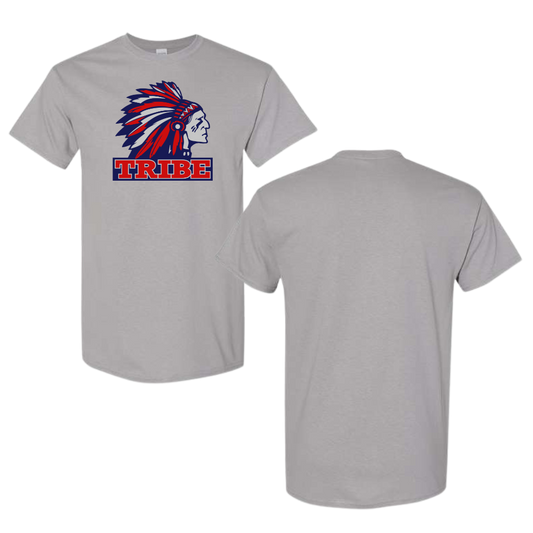 Gray Gildan Heavy Cotton Tee Front Full Logo Only (TRIBE)