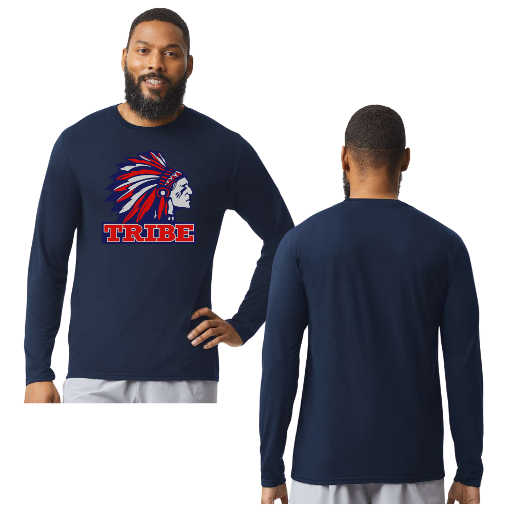 Navy Epic Performance Long Sleeve Front Full Chest Logo Only (TRIBE)