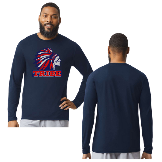 Navy Epic Performance Long Sleeve Front Full Chest Logo Only (TRIBE)