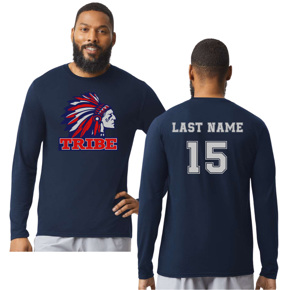 Navy *Personalizable* Epic Cooling Performance Long Sleeve Front Full Chest Logo & Back Name & Number (TRIBE)