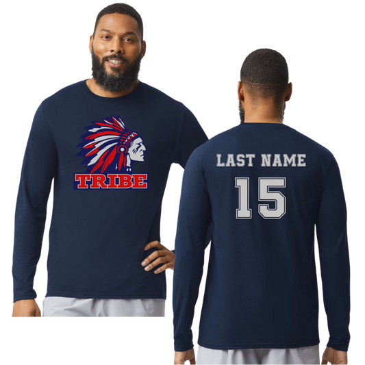 Navy *Personalizable* Epic Cooling Performance Long Sleeve Front Full Chest Logo & Back Name & Number (TRIBE)