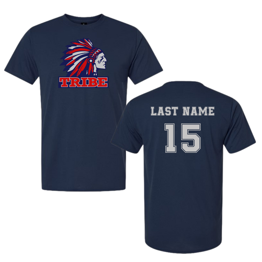 Navy *Personalizable* Epic Cooling Performance Tee Front Full Logo & Back Name & Number (TRIBE)