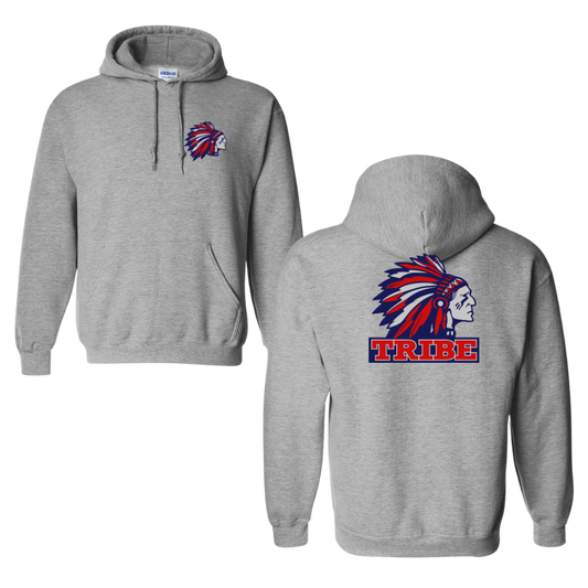 Sport Gray Gildan Softstyle 50/50 Cotton/Polyester Hoodie Front Chest & Full Back logo (TRIBE)
