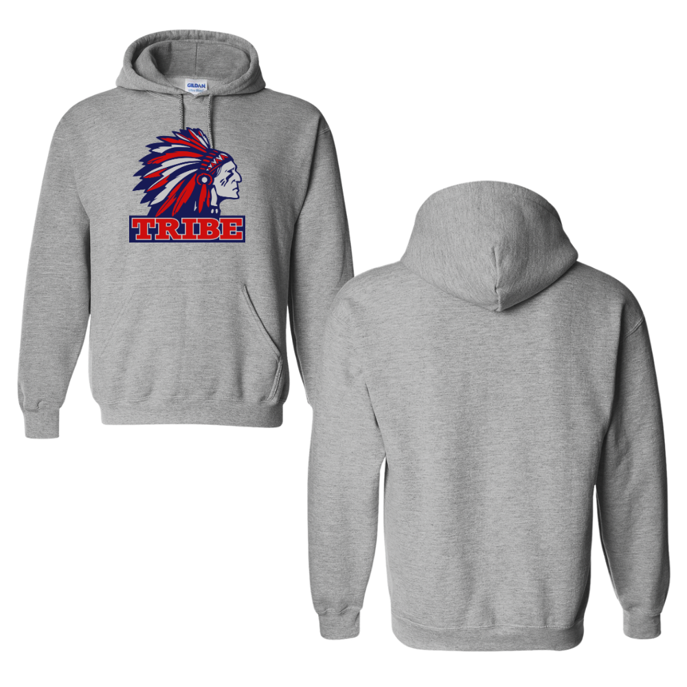 Sport Gray Gildan Softstyle 50/50 Cotton/Polyester Hoodie Full Front logo only (TRIBE)