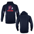 Navy/Charcoal Color-Block Polyester Hoodie with Full Front Logo only (TRIBE)