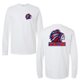 White Gildan Heavy Cotton Long Sleeve Front Chest & Full Back logo (TRIBE)