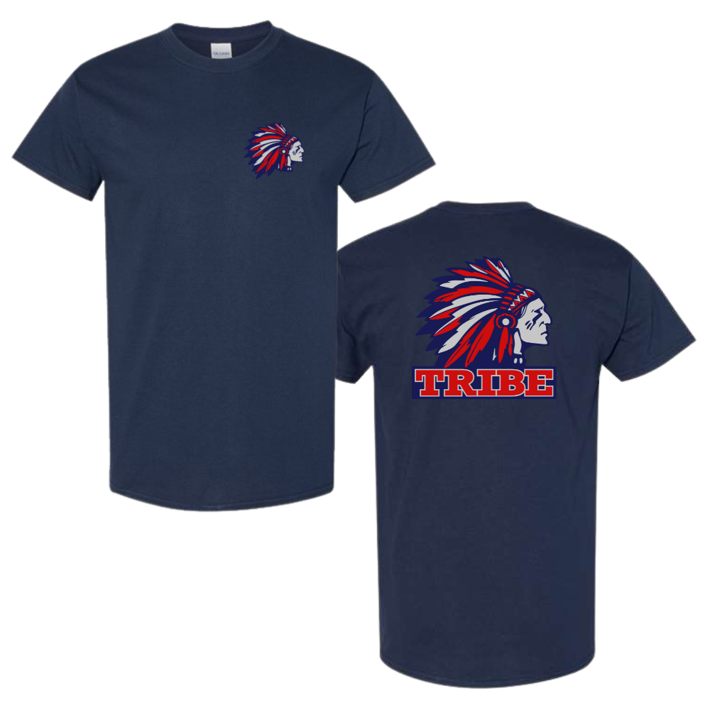 Navy Gildan Heavy Cotton Tee Front Chest & Back Logo (TRIBE)