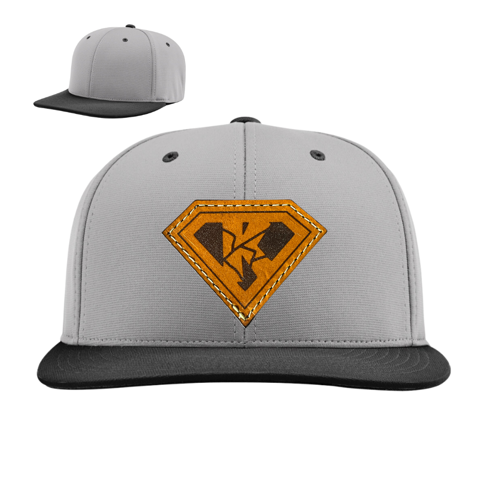 Kryptonite Richardson PTS20 R-Flex Black/Gray Fitted Hat with Genuine Baseball Glove leather patch