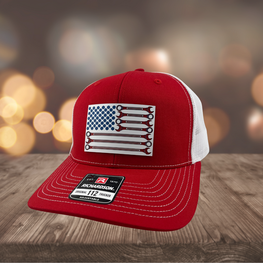 Patriotic Wrench Flag Trucker Hat