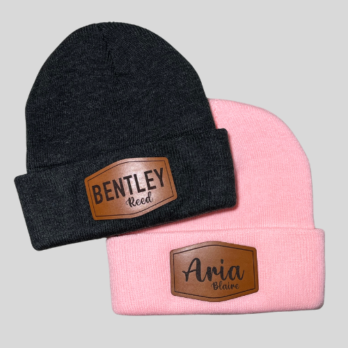 KIDS (5-12) Custom Leather Patch Beanie