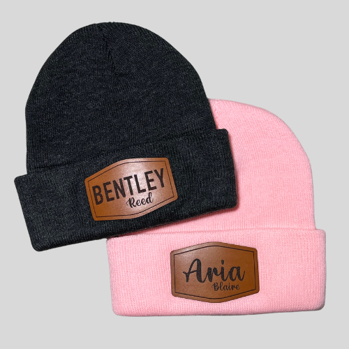 KIDS (6-12) Custom Leather Patch Beanie