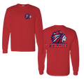 Red Gildan Heavy Cotton Long Sleeve Front Chest & Full Back logo (TRIBE)