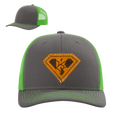 Kryptonite Richardson 112 Charcoal/Neon Green Adult Trucker with Genuine Baseball Glove Leather Patch