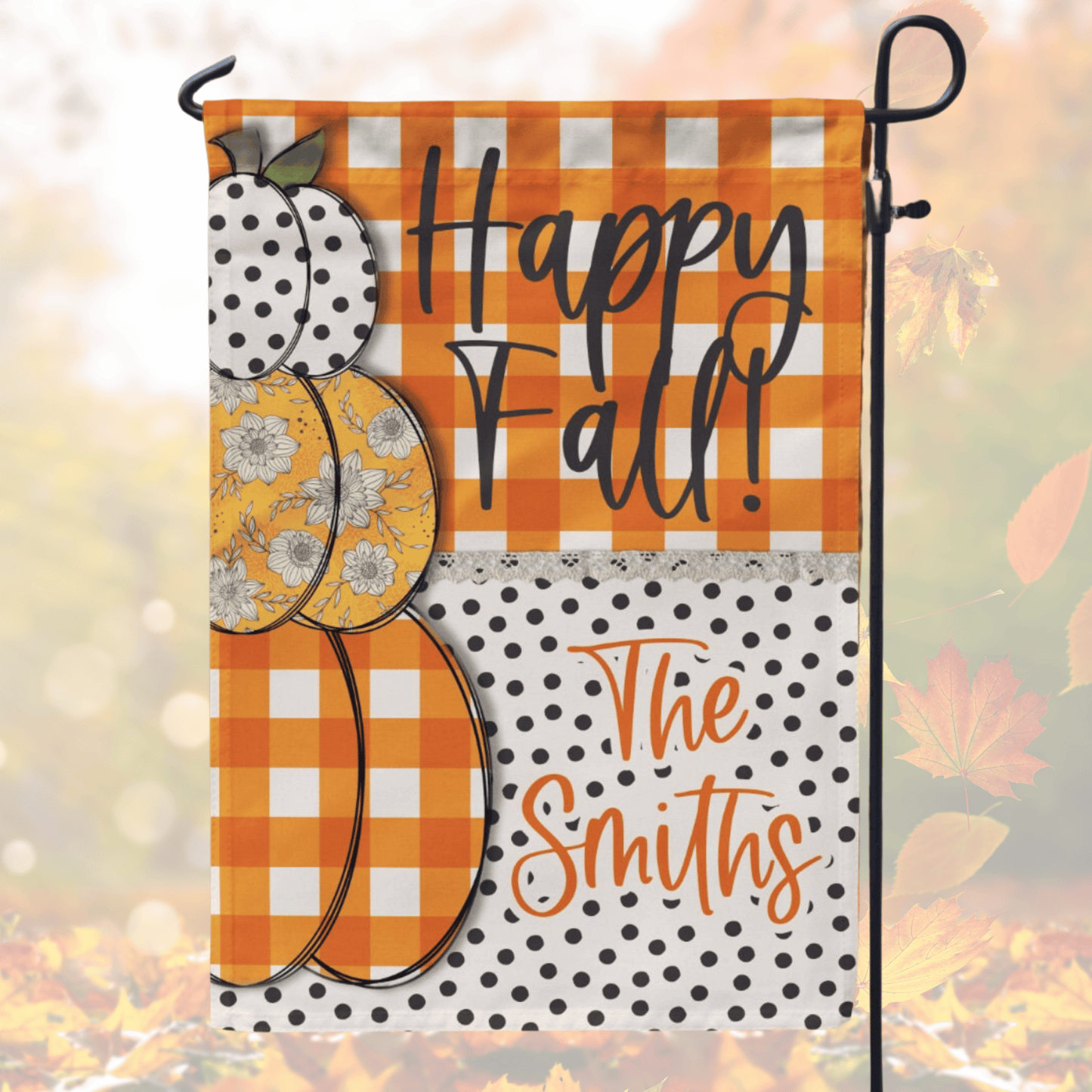 Personalized Fall Pumpkin Garden Flag