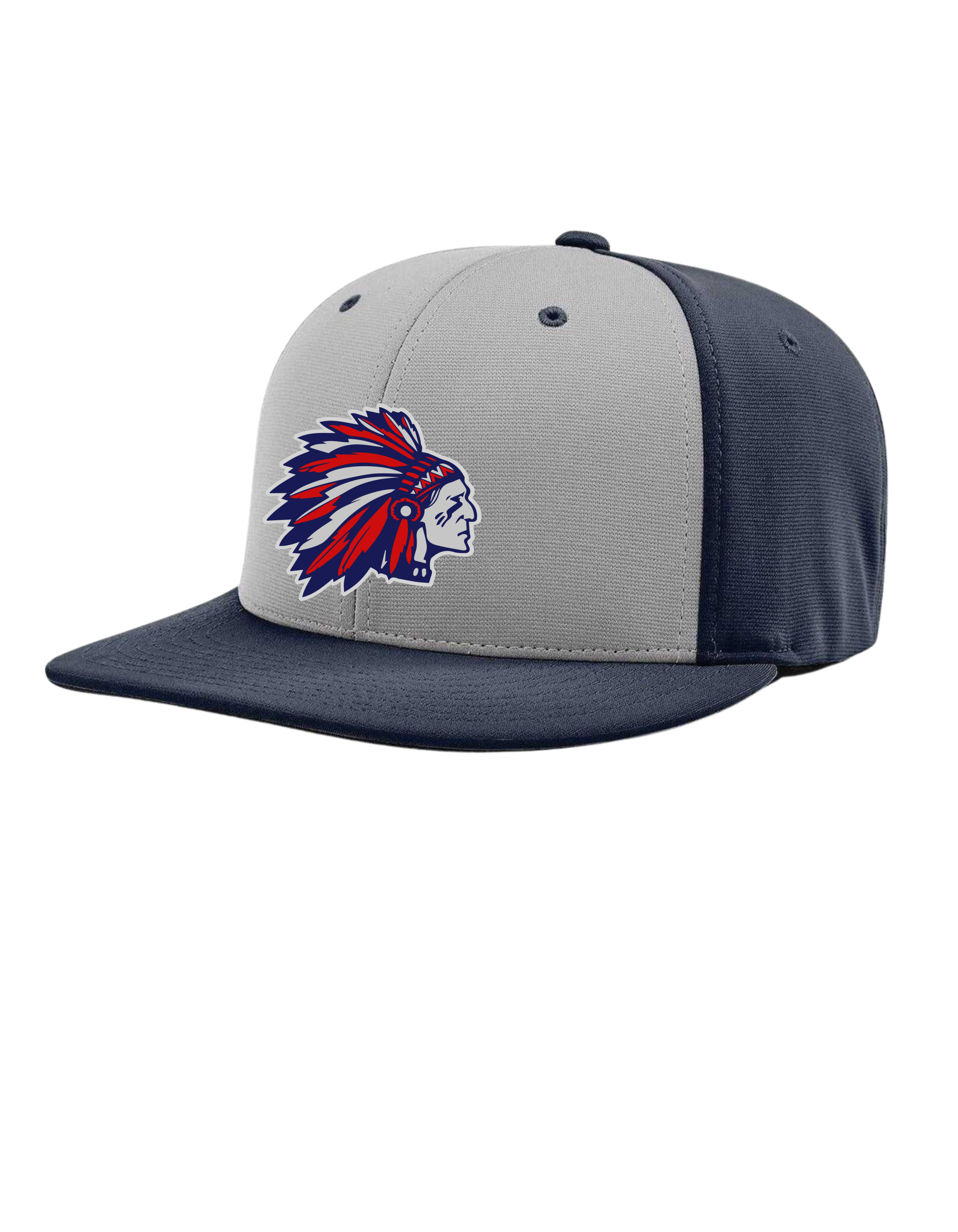 Richardson PTS20 R-Flex Navy/Gray Alt. Fitted Hat with Full color Logo on leather patch (Tribe)