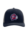 Richardson 112 Navy/Charcoal Snapback Trucker OSFM with Full color Logo printed on leather patch (Tribe)