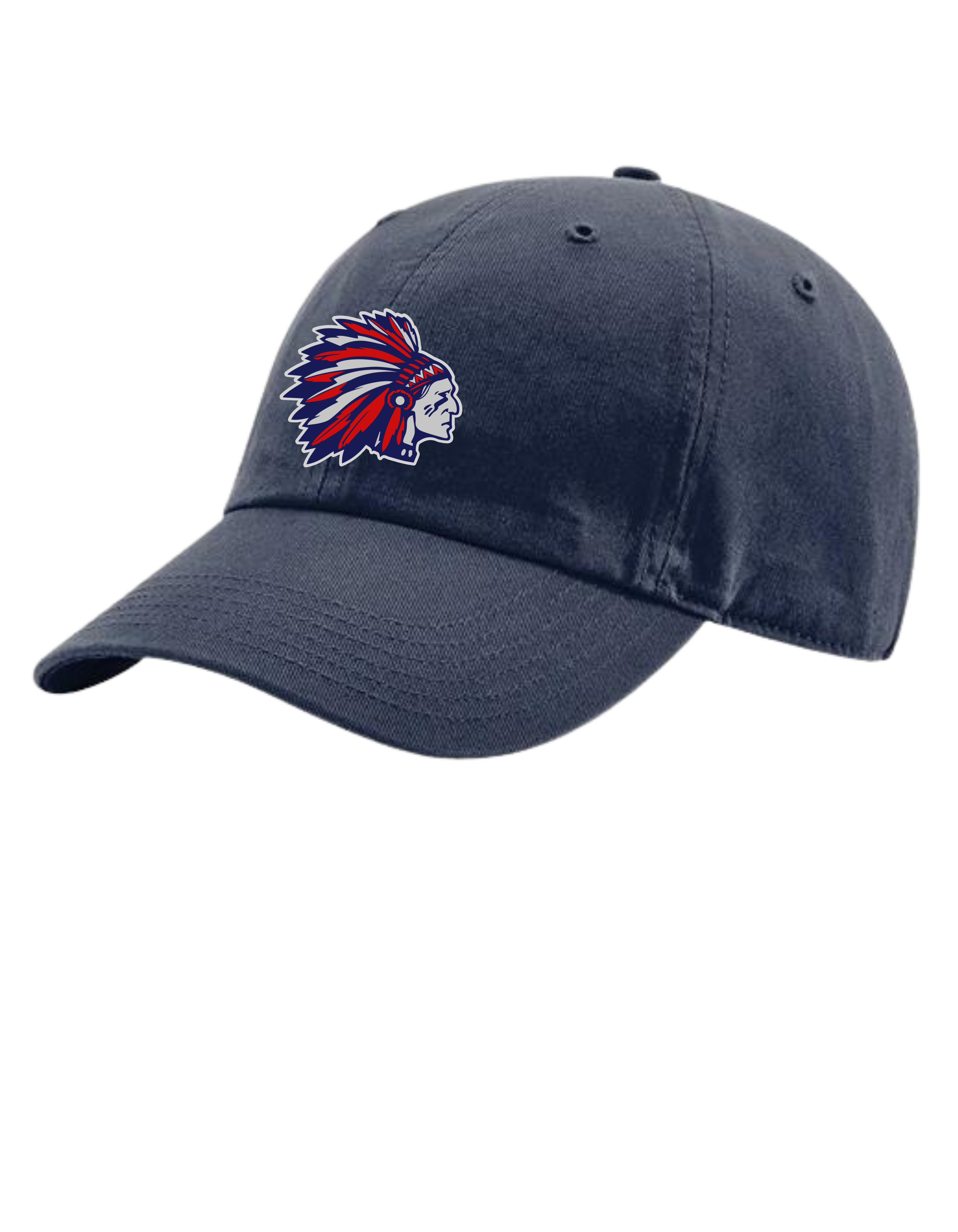 Richardson 320 Navy Washed Chino Hat with Full color Logo printed on leather patch (Tribe)