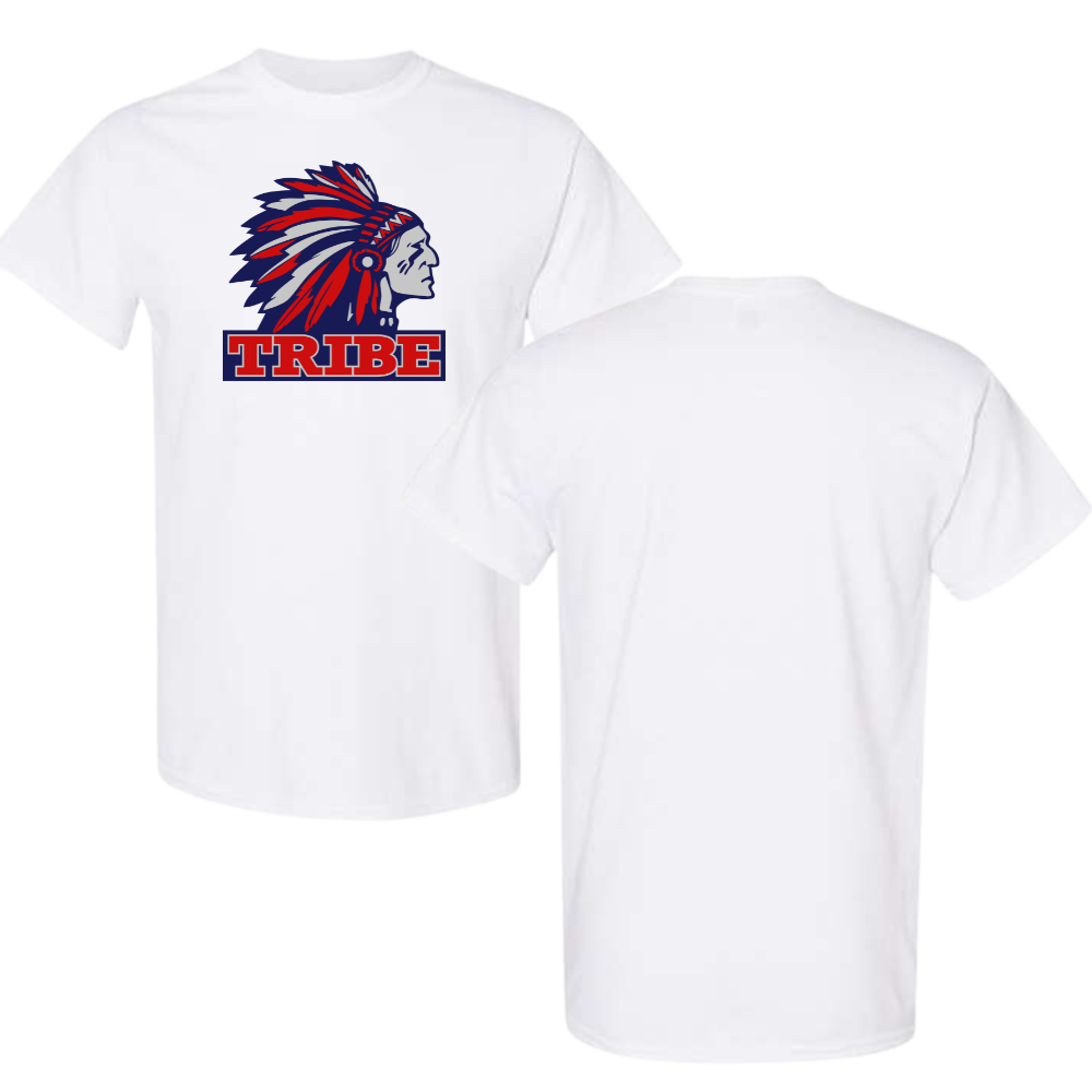 White Gildan Heavy Cotton Tee Front Logo Only (TRIBE)