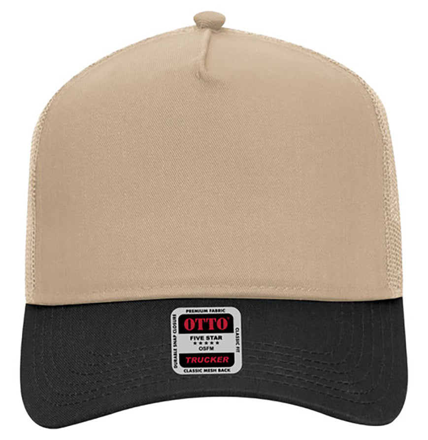 Otto Cap 5 Panel Mid Profile Mesh Back Trucker Hat