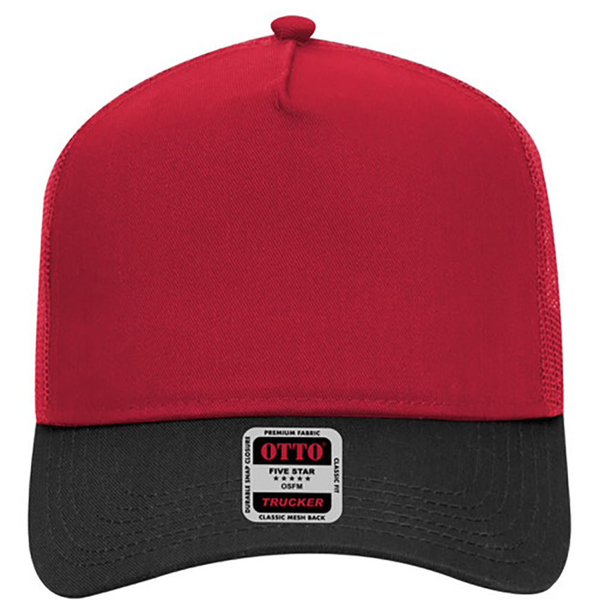 Otto Cap 5 Panel Mid Profile Mesh Back Trucker Hat