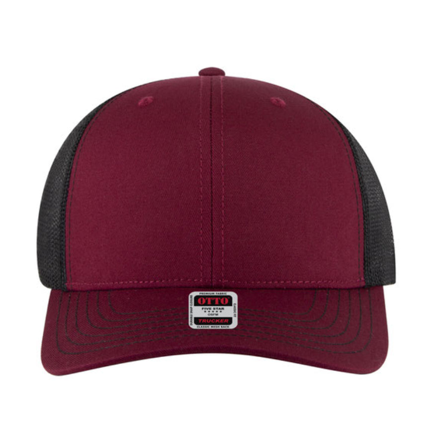 Otto Cap 6 Panel Mid Profile Mesh Back Trucker Hat