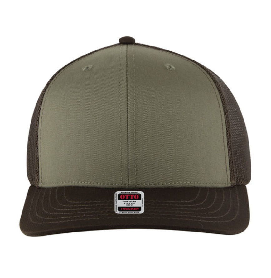 Otto Cap 6 Panel Mid Profile Mesh Back Trucker Hat