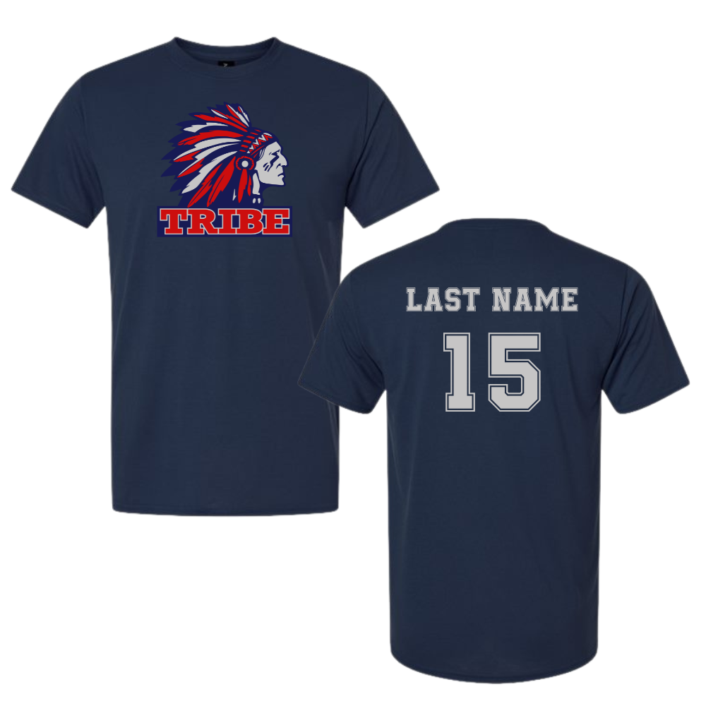 Navy *Personalizable* Epic Cooling Performance Tee Front Full Logo & Back Name & Number (TRIBE)
