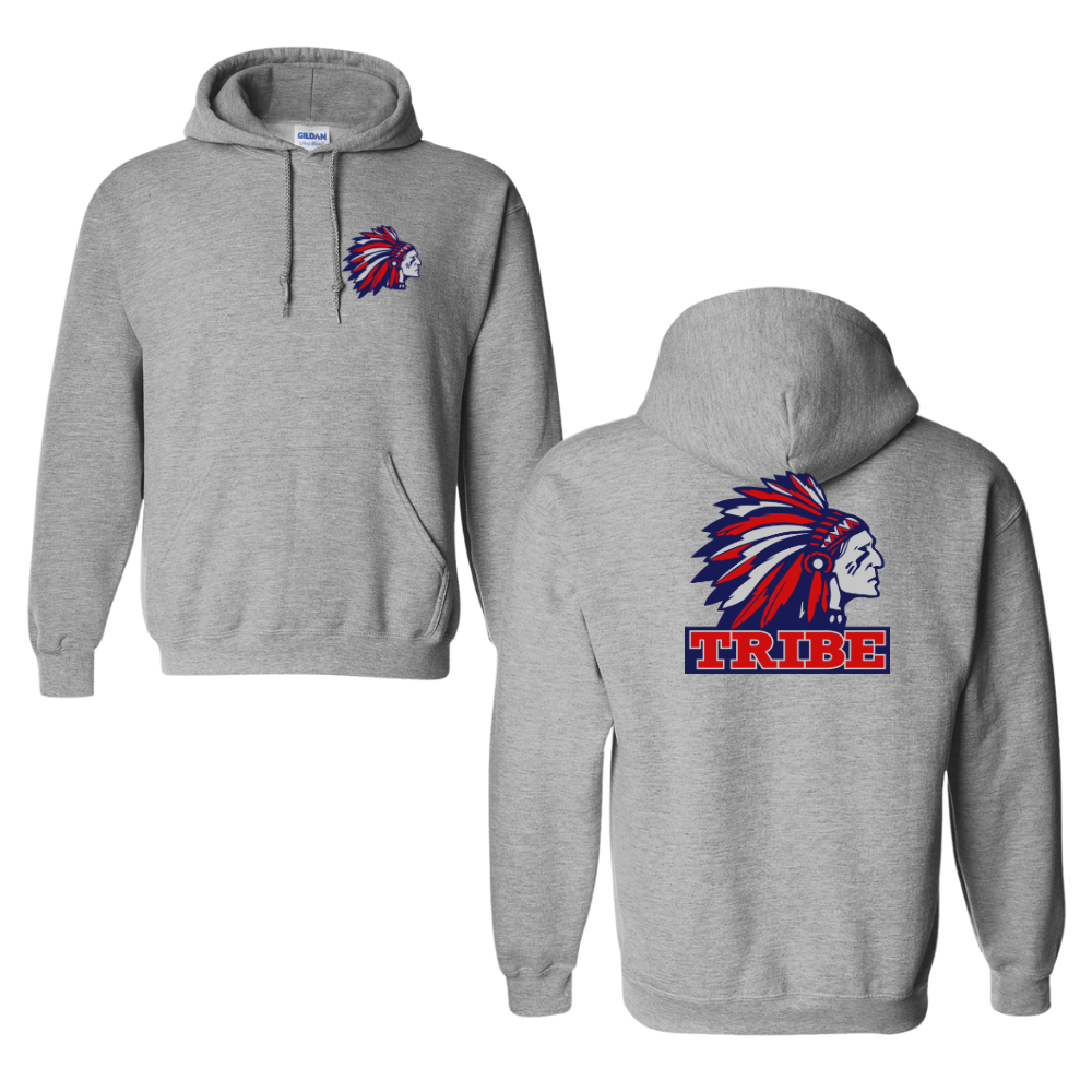 Sport Gray Gildan Softstyle 50/50 Cotton/Polyester Hoodie Front Chest & Full Back logo (TRIBE)