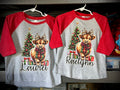 Custom Highland Cow Holiday ¾" Sleeve Toddler Raglan