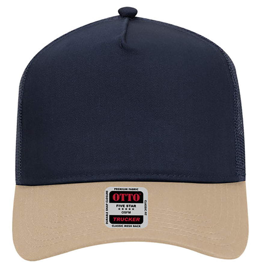 Otto Cap 5 Panel Mid Profile Mesh Back Trucker Hat