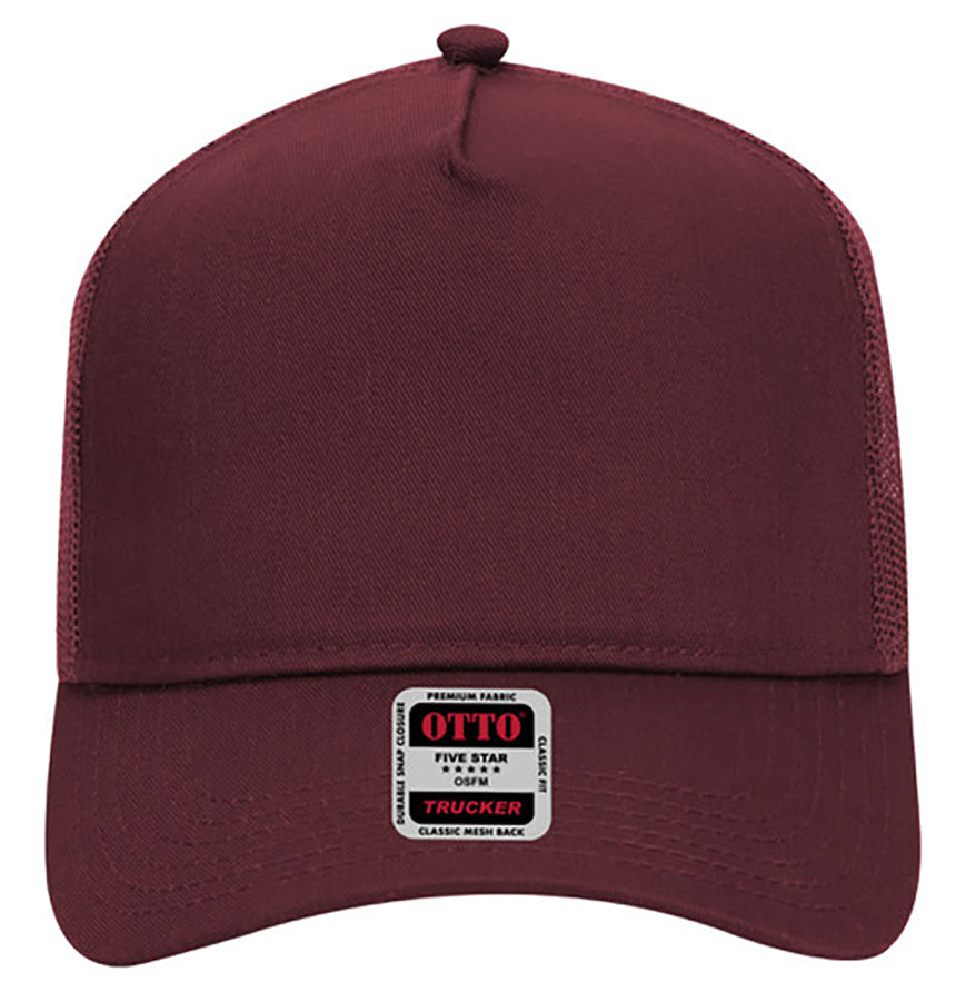 Otto Cap 5 Panel Mid Profile Mesh Back Trucker Hat